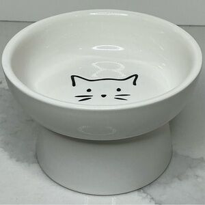 Elevated Cat Food Bowl Small Ceramic Raised and Tilted Water Bowl Paws New